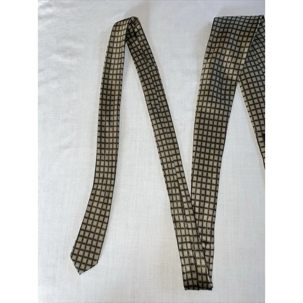 Don Loper Beverly Hills Dress Tie Mens Size 62” Gold Geometric 100% Silk Formal